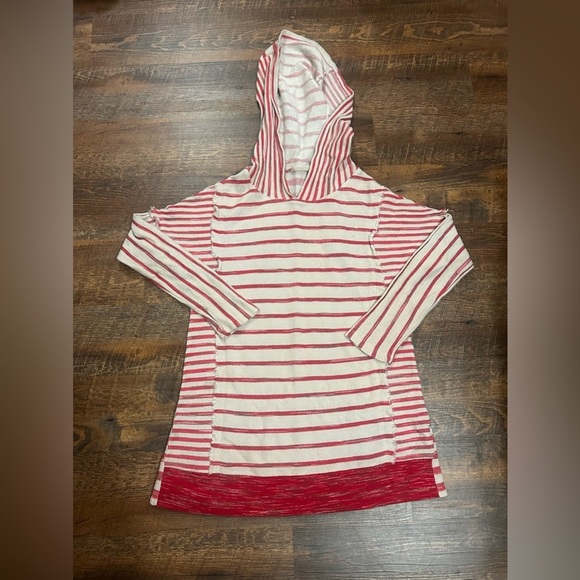 SOFT SURROUNDINGS Hooded French Terry Tunic Size XS Striped Dolman Hippie - Picture 1 of 4